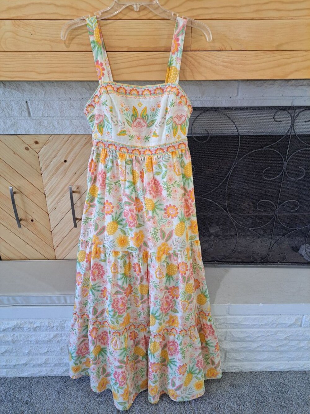 Rachel Zoe Embroidered Maxi Dress Tiered Womens Floral Size 6 Pastel Cottagecore - Picture 2 of 15